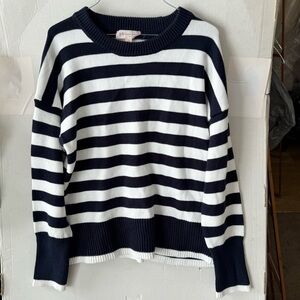Philosophy Striped Dark Blue Lg Drop Shoulder Sweater